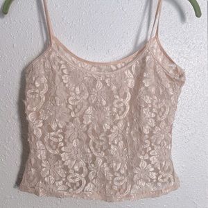 vintage pink lace spaghetti strap top